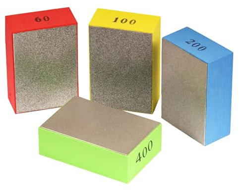 4 Teiliges Set Glas Schleifpads Wiederverwendbar Diamant Handpolierpads 4 Verschiedene Maschenweiten Diamant Schleifpads Zum Schleifen Von Fliesen, Glas, Holz, Metall: 60#、100#、240#、400#