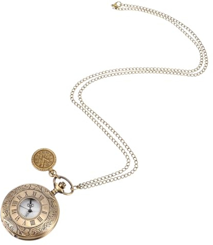 TINEASUR Vintage Taschenuhr für Herren mit Römischem Zifferblatt Kunstoff und Legierung Stilvolles Design Modische Mechanische Taschenuhr für Alltag