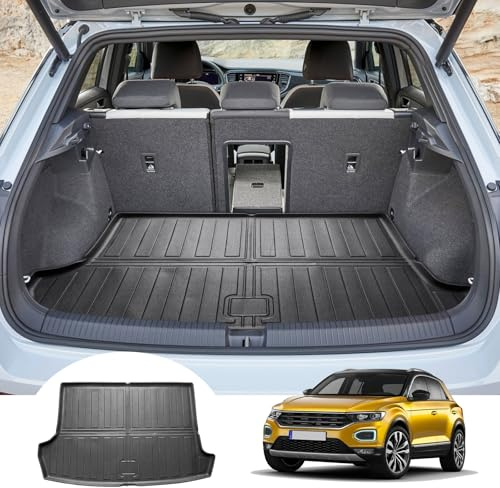 GAFAT Compatible con VW T-Roc 2017-2024 2025 Alfombrilla de Maletero, Fácil de Plegar, Alfombras TPE para Todo Tipo de Clima, Accesorio T Roc, Original Escaneo 3D, Borde Alto, Multifunción [Superior]