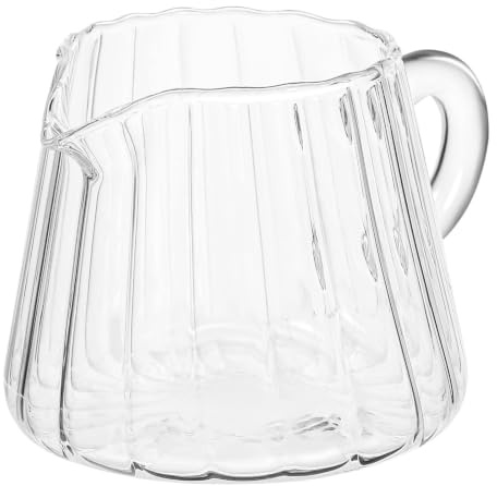 BUGUUYO Creamer Jug Glass 150ml Sturdy Borosilicate with Secure Grip for Milk Frothing in Café and Home Settings