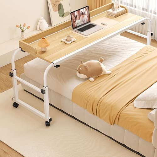 Pflegehilfsmittel Betttisch，small Mobile Rolling Standing Desk überbetttisch Auf Rollen Höhenverstellbar Tisch Mit Bettbeistelltische Krankenbett(Color:Holz+)