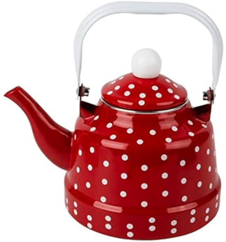 Teiera smaltata, stile vintage, resistente, bollitore per acqua, per cucina, casa, caffettiera, tè (rosso)