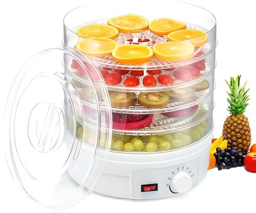 Máquina Secadora de Frutas de 5/8 bandejas, máquina deshidratadora de Alimentos de 350 W con Temperatura Ajustable de 35 a 70 °C, deshidratador de Frutas y Verduras con Secado por Aire Caliente