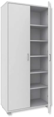 Generico Mobile Scarpiera Alta Mars4 con 6 Piani in Rovere Nordico e Bianco Alpes, Rovere o Bianco (Bianco Alpes)