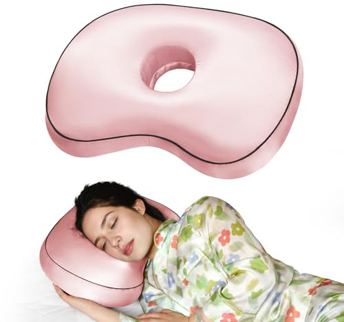 Nockovi Ear Piercing Pillow for Side Sleepers with Orthopedic Support, Ear Hole Pain Relief Removable Cover 12x19 Inch for Pierced Ears