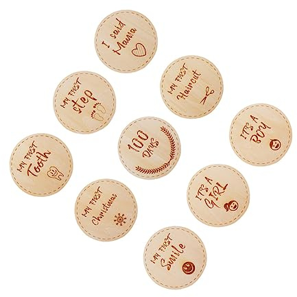 SHINEOFI Wooden Photography Props Includes Wooden Cards and Photography Cards for Newborn Growth Mat Photoshoot and Keepsake