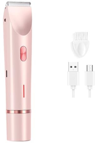 Intimrasierer für Frauen, 2026 Neu 2 in 1 Dual Head Shaver Rasierer, Damenrasierer Elektrisch mit USB Ladestati für Körper, Scham und Nase (Rosa)
