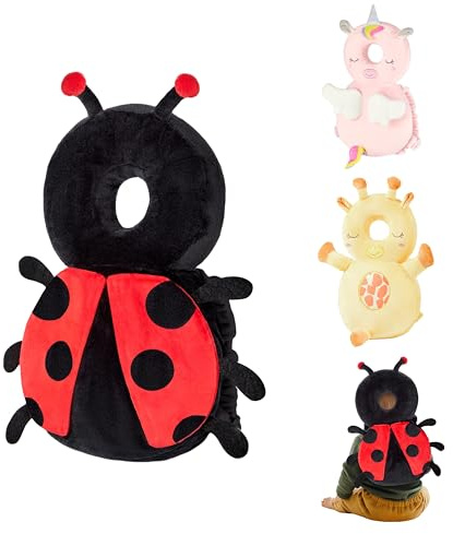 Baby Head Back Protector Backpack Toddler Safety Protector Cushion Pad Soft, Adjustable and Lightweight Design for Safe Walking and Crawling Toddlers Girls and Boys(Ladybug)