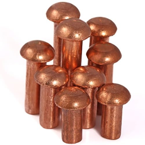 (10 pezzi) di rivetti solidi in rame viola, M5 x 20 mm, utilizzati in banchi da lavoro elettronici, alberi meccanici.