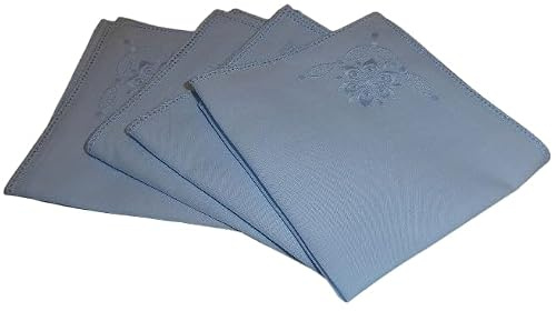 Generisch 4 Stück Taschentücher zum umhäkeln gerader Rand ca. 25x25 cm hellblau