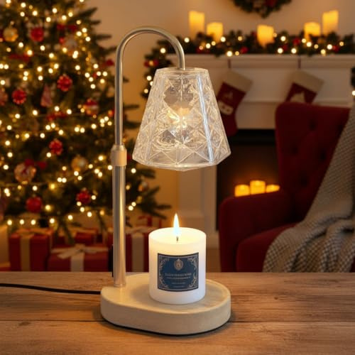 OKYUK Candle Warmer Lamp with Timer Dimmer, Birthday Gifts for Mom Women Friend Sister, House Warming Gifts, Wax Melt Warmer, Office Apartment Dorm Room Home Decor（Octagonal Clear ）
