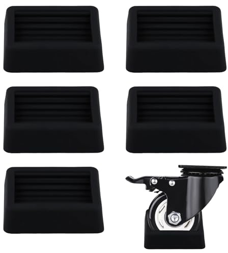 Ziyonix 5 Stück rutschfest Möbeluntersetzer, Gummi Möbeluntersetzer Rechteckig für Bürorollstuhl, Rollenstopper Möbelräder Stopper Gummi Rechteckig Stuhl Stopper für Alle Böden und Räder, Sofas, Bett