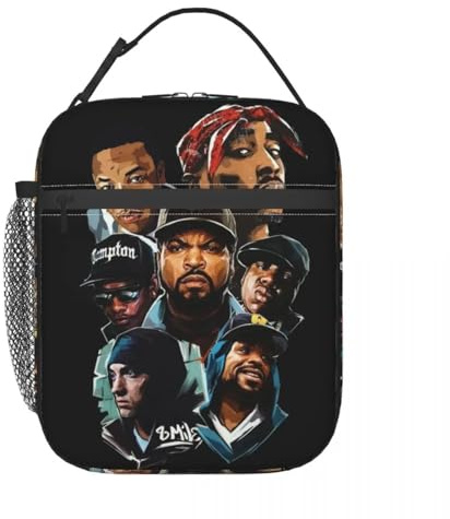 Custom Tupac 2PAC Hip Hop Thermal Insulated Lunch Bag Portable Bento Box for Outdoor Camping Travel Multifunction Food Tote Bags