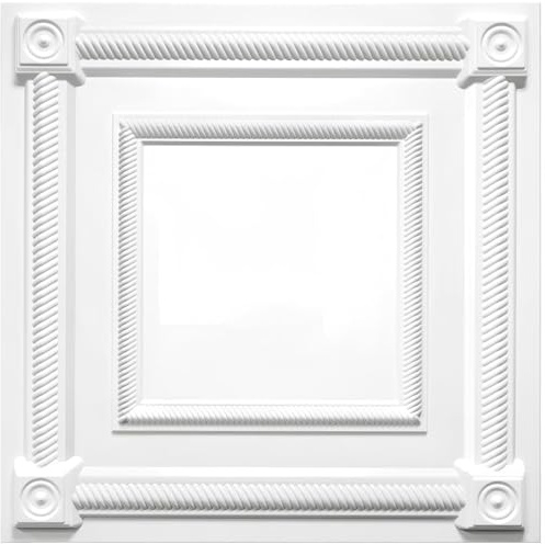 LEVOWAY Lot de 12 dalles de plafond en PVC à coller, 61 x 61 cm, blanc, 61 x 61 cm, 48 m²