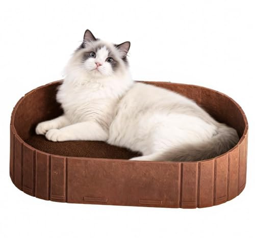 Rascador para gatos de 61 cm, gran cartón rascador en forma de sofá, cama redonda de fieltro de alta calidad, para gatos para rascar y descansar, regalo ideal para gatitos (marrón)