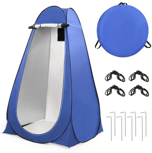 ROPODA Pop Up toaletttält, 210T polyester bärbart campingduschtält med bärväska, UV-skydd, vattentåligt, pop-up ombytestält för stranden, picknick, fiske, vandring