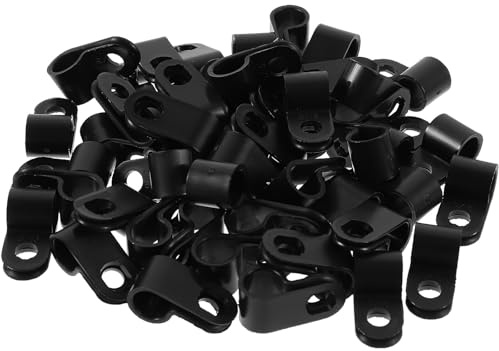 Veemoon 100 Pezzi Clip per Cavo Ethernet e Telefonico a Forma di R 7,9 Mm in Nylon Nero, Morsetti per Gestione Cavi Interni ed Esterni, per Luci a Corda, Casa e Giardino