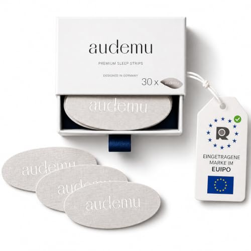 Audemu Premium Mouth Plasters Pack of 30 - Mouth Tape for Better Sleep - Mouthtape Against Snoring - Skin-Friendly & Hypoallergenic - Bamboo Fibre - Secure Hold - For Nose Breathing & More Energy