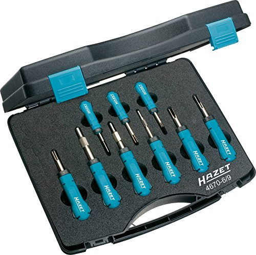 HAZET Kabelentriegeler Sortiment 4670-6/9, 9-teilig, Sicher im Gebrauch | 1145 g, 9-teilig, Ergänzungs-Satz für Lkw / Nkw, Professionell in der Anwendung, Einfach in der Handhabung, Kunststoff-Kasten