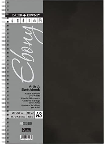 Daler Rowney Skizzenbuch, A3, Hochformat, spiralgeheftet, 150 g/m², Weiß
