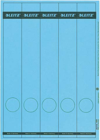 LEITZ® Rückenschild, auf A4-Bogen, selbstklebend, Papier, schmal/lang, 39 x 285 mm, blau (125 Stück), Sie erhalten 1 Packung á 125 Stück