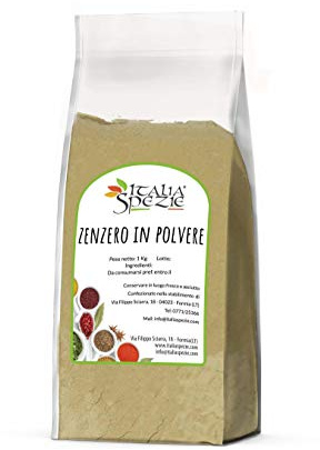 Zenzero in Polvere, 1 kg, Ginger Macinato di Primissima Qualità | Provalo in una Tisana allo zenzero e limone. Italia Spezie