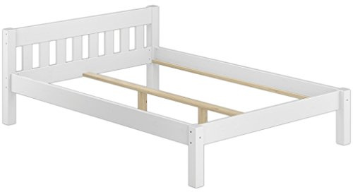 Erst-Holz®Weißes-Holzbettgestell Doppelbett Kiefer 140 x 200