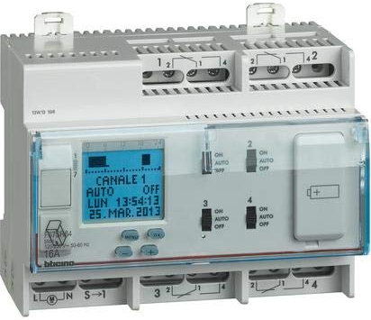 Bticino F67SR64 Interruptor horario digital semanal 4NO/NC 4 módulos DIN35
