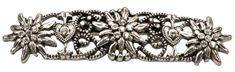 Alpenflüstern Blusen-Brosche Edelweiss & Herzen antik-silber-farben API098