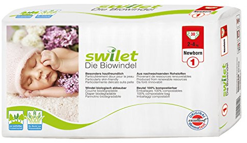 Windeln, umweltfreundlich, Swilet, Größe 1 New Born 4x30
