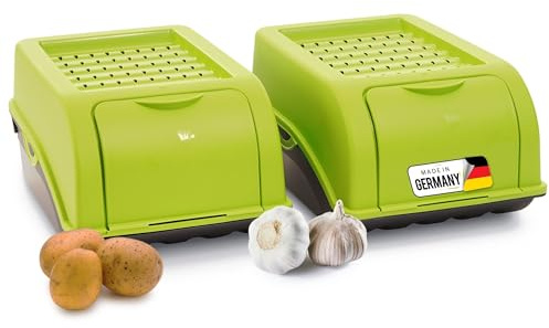 Novaliv 2 Stück Kartoffelbox 3,5 Liter Grün Stapelbar Kartoffelbox Gemüsebehälter Vorratsdose Kartoffel Vorratsdose Kartoffel Vorratsdose