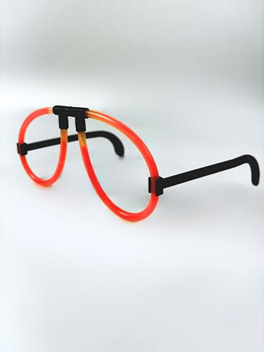 KNIXS 5er Set Knicklicht Brillen in Orange leuchtend (einzeln verpackt) für Party, Disko, Karneval oder Fasching, Festival, Junggesellenabschied oder Geburtstag