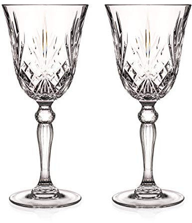 DIAMANTE Chatsworth Wine Glasses - Made from Premium Lead Free Crystal - Set of 2