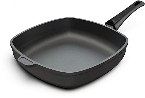 Hoffmann Aluguss Pfanne 28x28 cm Induktion viereckig Hoher Rand I Schmorpfanne Innenhöhe 6 cm I Viereckpfanne beschichtet I Eckpfanne Antihaft Rechteckpfanne ohne Glasdeckel