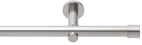 HUGG (20.1L Vorhangstange Cap.2 Ø 20mm, Wandmontage, 1-Lauf, Edelstahl-Optik, Länge 120 cm