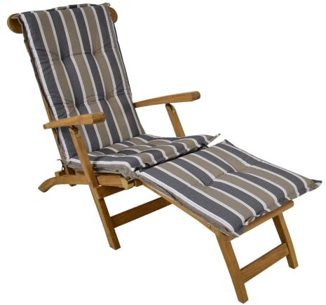 habeig Auflage für Deckchair 135x52x8cm Polsterauflage für Gartenliege Auflage Kissenauflage Liegestuhl 2-TLG. Grau/Braun