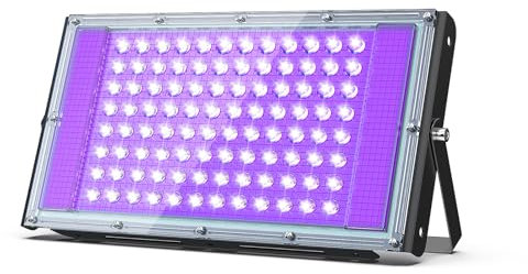 Glostars Projecteur lumière noire 100W, Luminaire UV Puissant, 395 nm, Etanche IP66, peut être utilisé pour les Soirées à la Lumière Noire, les Affiches Fluorescentes (un paquet)