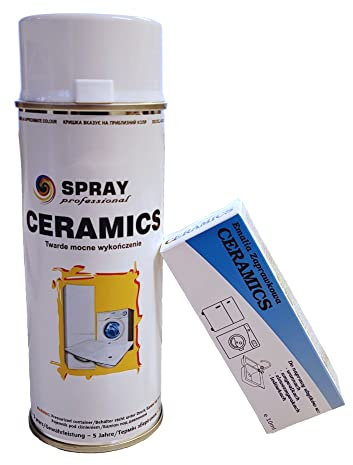 Emaille Reparaturset 400ml Lackspray + 10ml Reparaturset Keramik zum Reparieren Von Kratzern, Löchern, Rissen