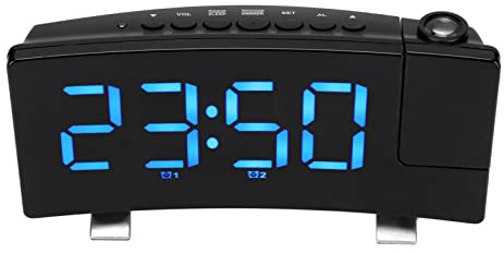 Digitaler Wecker, 180-Grad-Projektion an der Deckenwand, Großes 7,3-Zoll-LED-Display, USB-betriebener Wecker, für ältere Kinder mit Schwerem Schlaf Im Schlafzimmer (Blaue Schrift)