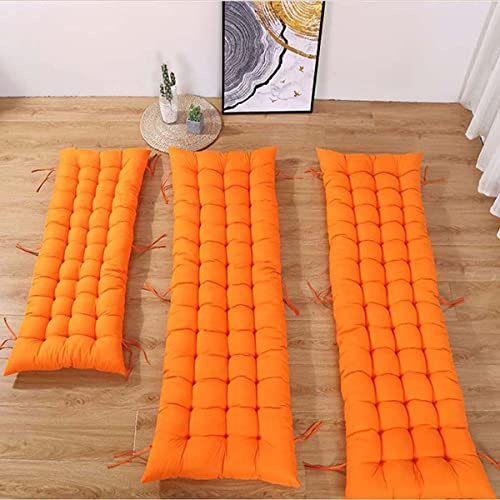 Cojín para banco de 2/3 plazas, rectangular, para interior y exterior, cojín grueso y suave, para muebles de jardín, columpios, tumbonas, bancos, 180 x 55 cm, naranja