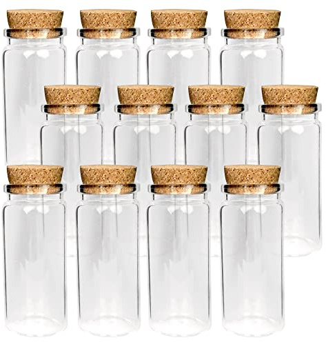 Bestlivings Mini Glasflaschen mit Korken 50ml (12er Pack) - Kleine Glasfläschchen zum Befüllen - Reagenzglas Glas für Hochzeit - Mini Gläser Gastgeschenke