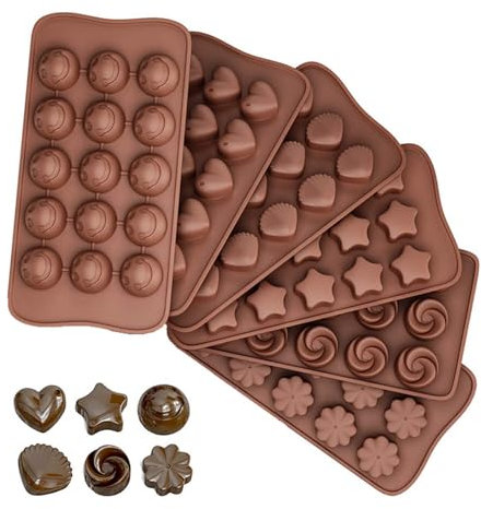 LAINIKE 6 Piezas Molde de Chocolate Moldes de Chocolate de Silicona Molde de Praliné de Silicona Moldes de Caramelo 3D Molde para Hornear Bombones Molde de Silicona de Chocolate para Hornear