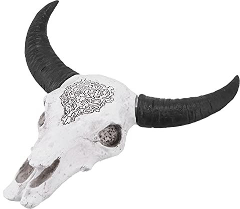 Trädgårdsarbete Harts Tjurhuvud Vägghängande Dekoration Långt Horn Djurskulptur Bakgrund Vägg Hemprydnad 36 * 26 * 14CM Skrivbordsprydnadstillbehör Daglig Dekoration