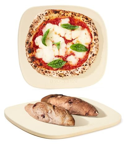 ROCKSHEAT Piedra para pizza, forma única, 30 x 28 cm, piedras de pizza para horno, parrilla, barbacoa, piedra de cordierita resistente para hornear pizza, pan y galletas, diseño irregular innovador