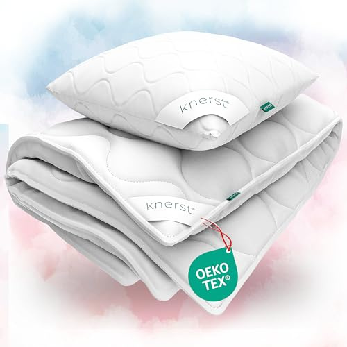 KNERST Kinder Bettdecken-Set 135×200 & Kissen 80×80 Made in EU | Ganzjahresdecke, Bettenset Atmungsaktiv, Allergikergeeignet, Pflegeleicht