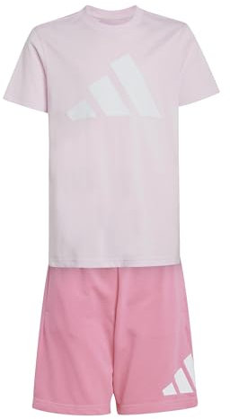 adidas Unisex - Bambini ESSENTIALS BIG LOGO T-SHIRT SET, clear pink/white, 11-12 Years
