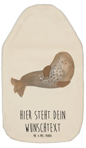 Mr. & Mrs. Panda Personalisierte Wärmflasche Robbe Lachen - Weiß