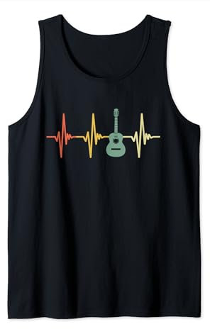 Vintage Gitarre Herzschlag T-Shirt Akustik Musiker Retro Tee Tank Top