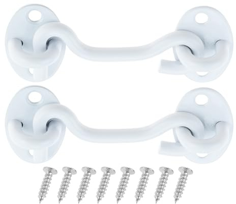 Mgoodoo 3 Inch Hook and Eye Latch,2Pcs Stainless Steel White Gate Hook