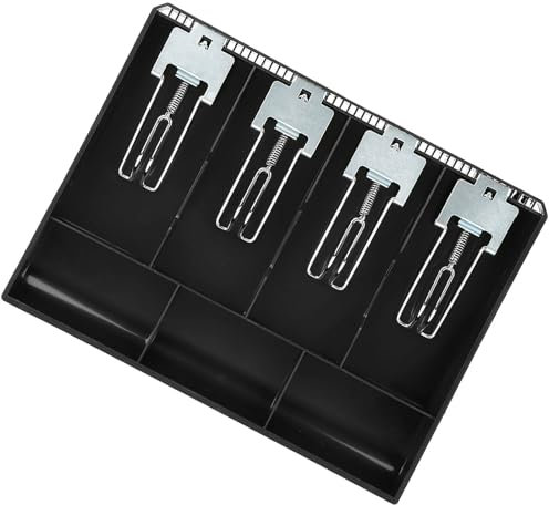 Kassenschublade, Mehrfarbig Klassifiziertes Papiergeld und Aufbewahrungsbehälter mit Metallclip für Supermarkt, Geschäft, Hotel (Black)